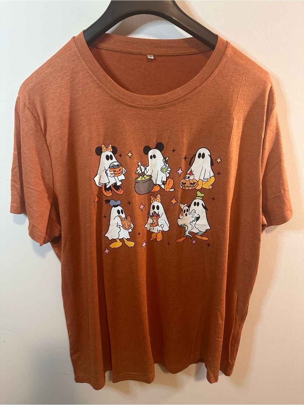 Women’s Orange Halloween Ghost Characters Short Sleeve Tee